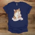 Coffee Addict Cute Cat Navy T Shirt Unisex