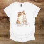 Coffee Addict Cute Cat White T Shirt Unisex