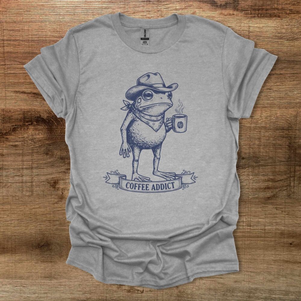 Coffee Addict Frog Sport Grey T Shirt Unisex