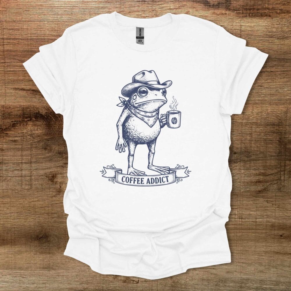 Coffee Addict Frog White T-Shirt Unisex Coffee Addict Frog White T Shirt Unisex