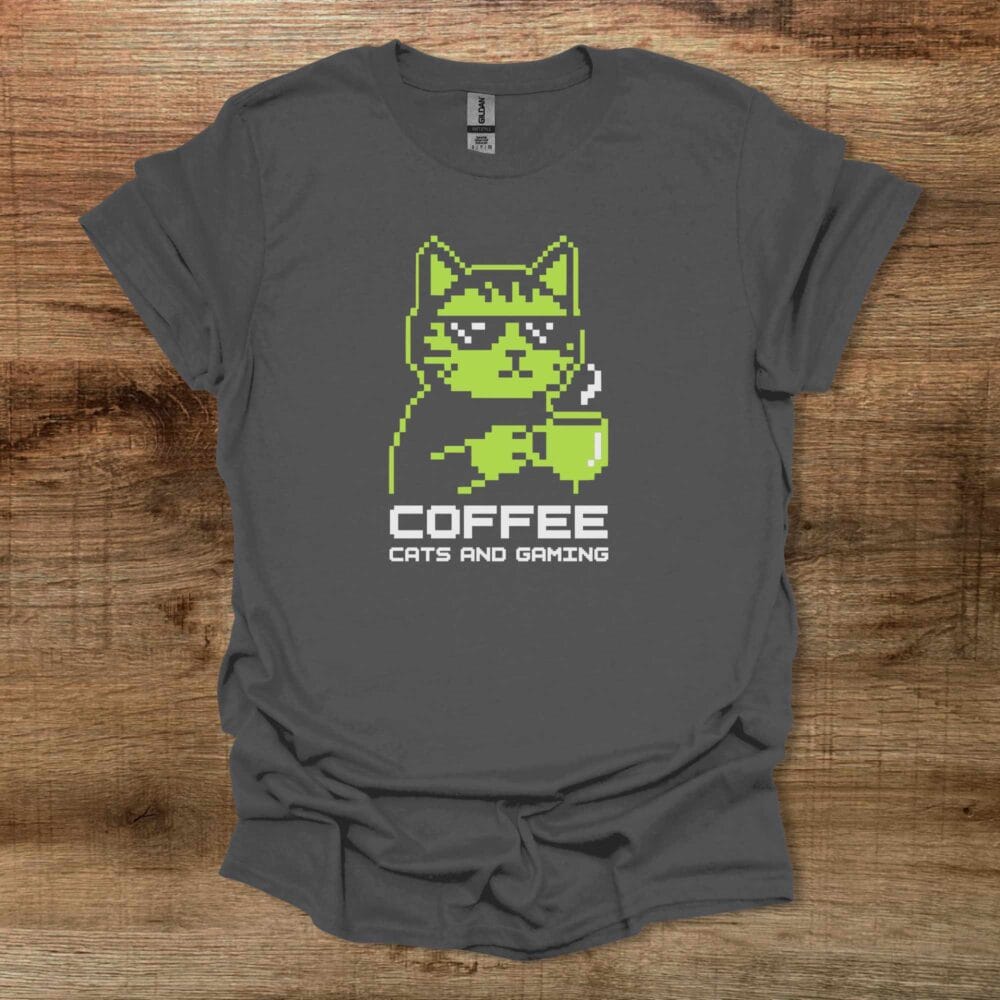Coffee Cats and Gaming Charocal T-Shirt Unisex Coffee Cats and Gaming Charocal T Shirt Unisex