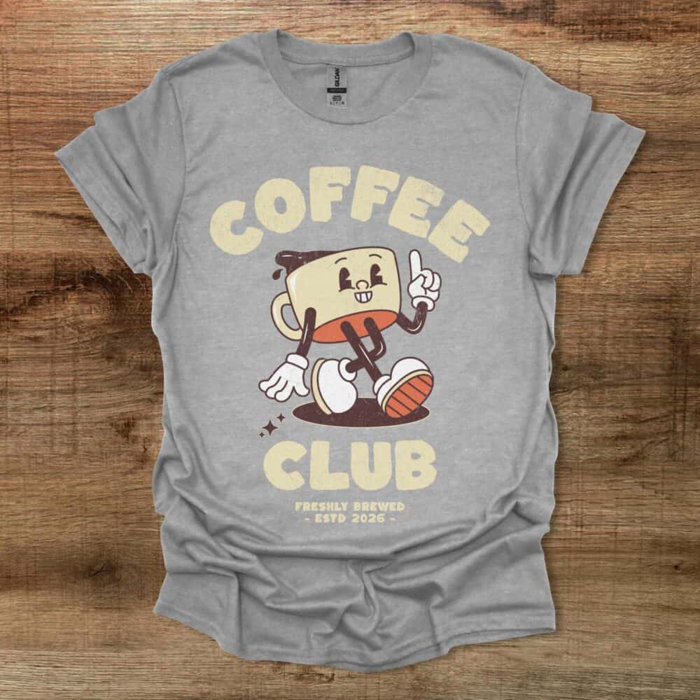 Coffee Club Mascot Freshly Brewed Sport Grey T-Shirt Unisex Coffee Club Mascot Freshly Brewed Sport Grey T Shirt Unisex