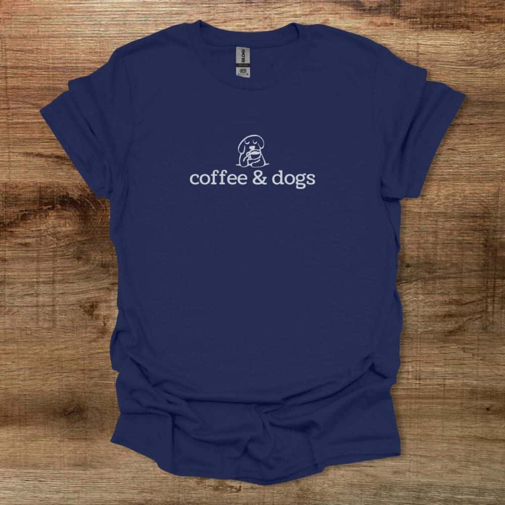 Coffee & Dogs Navy T-Shirt Unisex Coffee & Dogs Navy T Shirt Unisex
