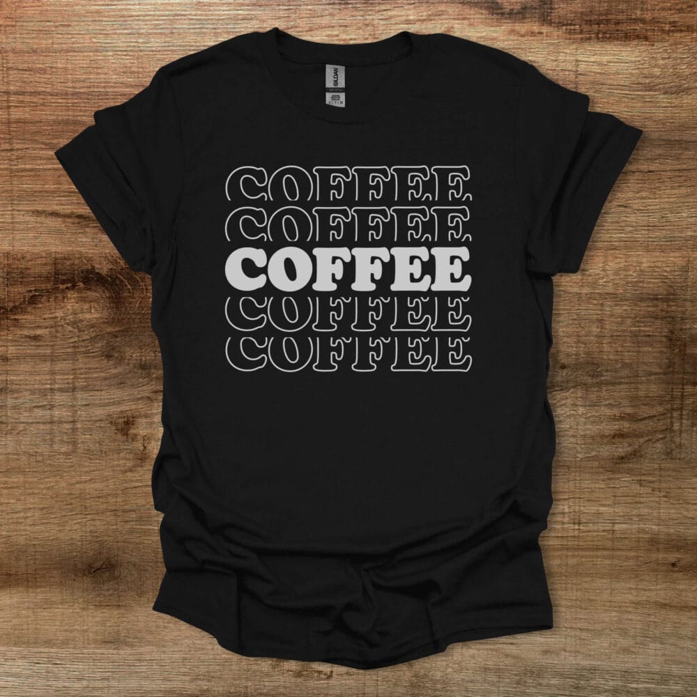 Coffee Typography Stacked Effect Black T-Shirt Unisex Coffee Typography Stacked Effect Black T Shirt Unisex