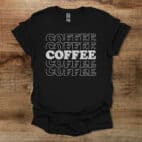Coffee Typography Stacked Effect Black T Shirt Unisex