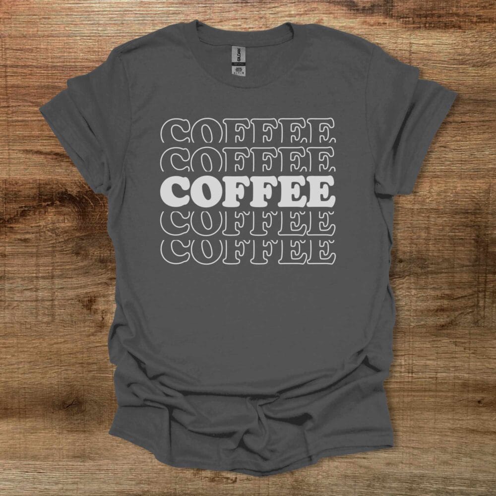 Coffee Typography Stacked Effect Charocal T-Shirt Unisex Coffee Typography Stacked Effect Charocal T Shirt Unisex