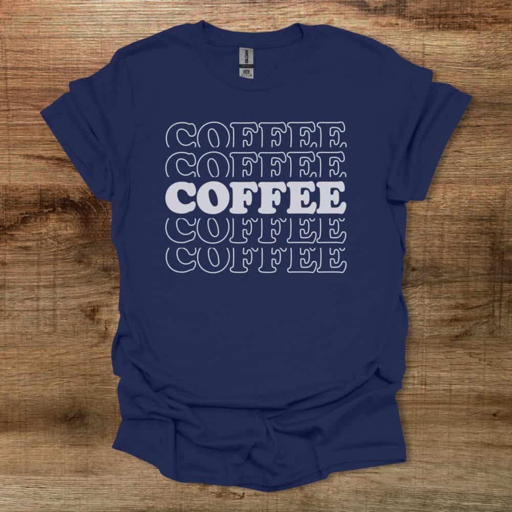 Coffee Typography Stacked Effect Navy T-Shirt Unisex Coffee Typography Stacked Effect Navy T Shirt Unisex