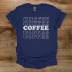 Coffee Typography Stacked Effect Navy T Shirt Unisex