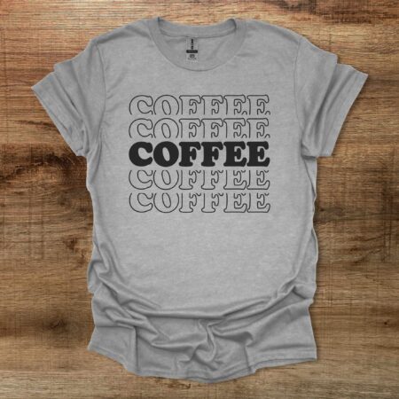 Coffee Typography Stacked Effect Sport Grey T Shirt Unisex