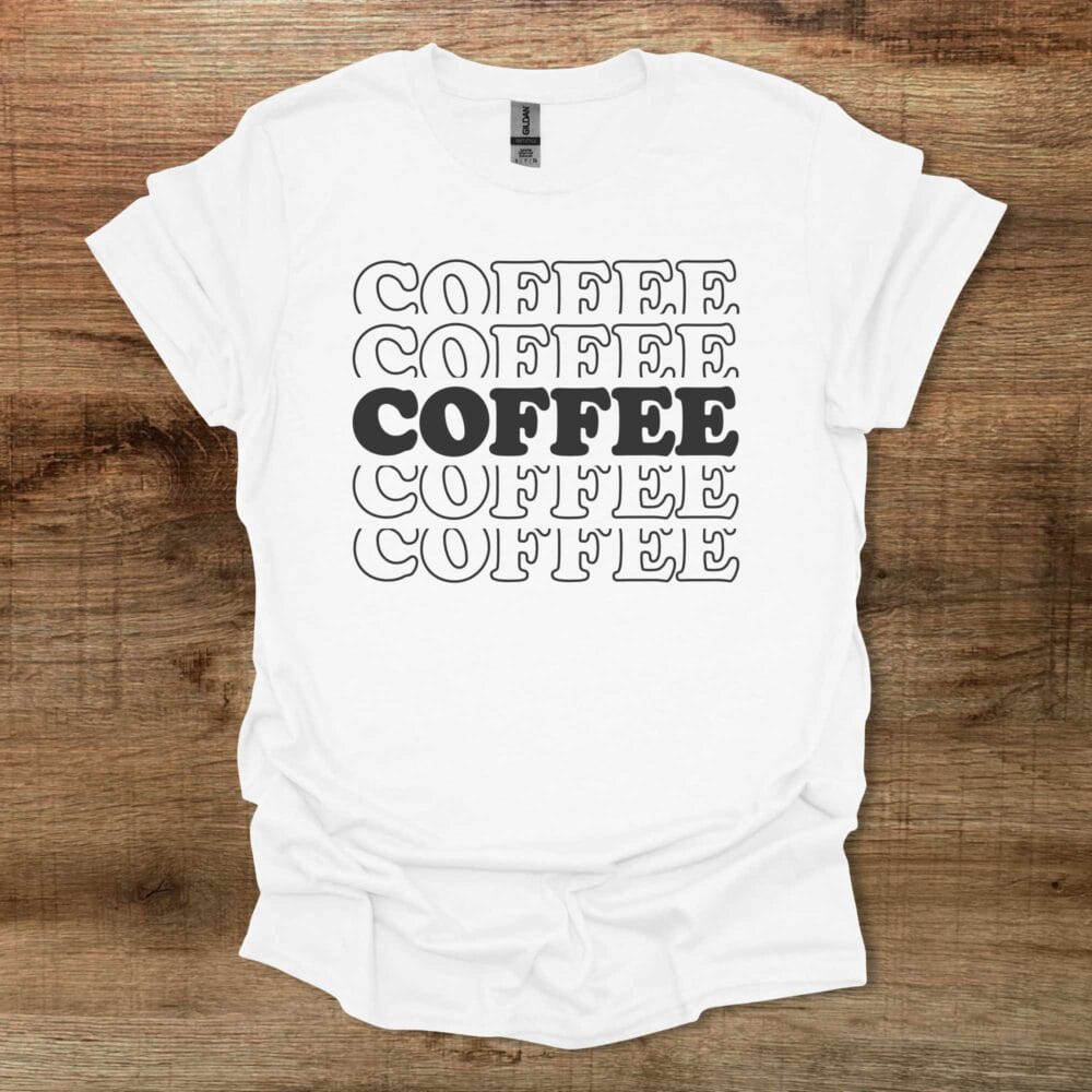 Coffee Typography Stacked Effect White T-Shirt Unisex Coffee Typography Stacked Effect White T Shirt Unisex