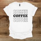 Coffee Typography Stacked Effect White T Shirt Unisex