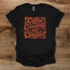 Coffee and Croissants Lettering Black T Shirt Unisex