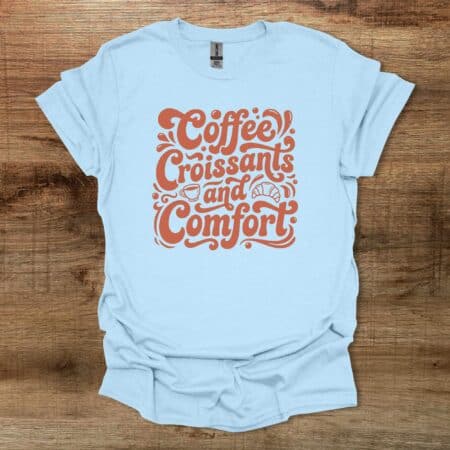 Coffee and Croissants Lettering Light Blue