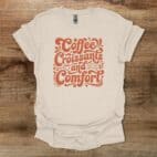 Coffee and Croissants Lettering Natural T Shirt Unisex