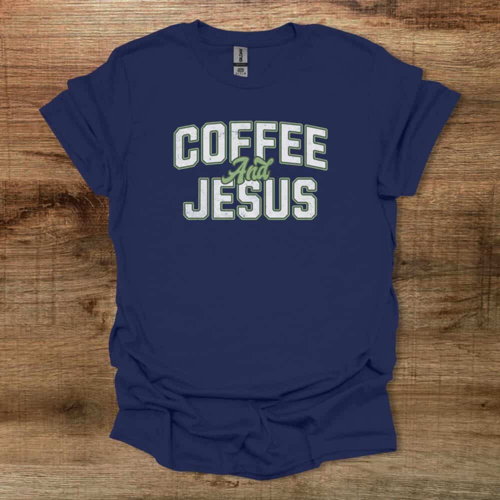 Coffee and Jesus Navy T-Shirt Unisex Coffee and Jesus Navy T Shirt Unisex