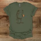 Cottage Core Boho Coffee Frog Military Green T Shirt Unisex