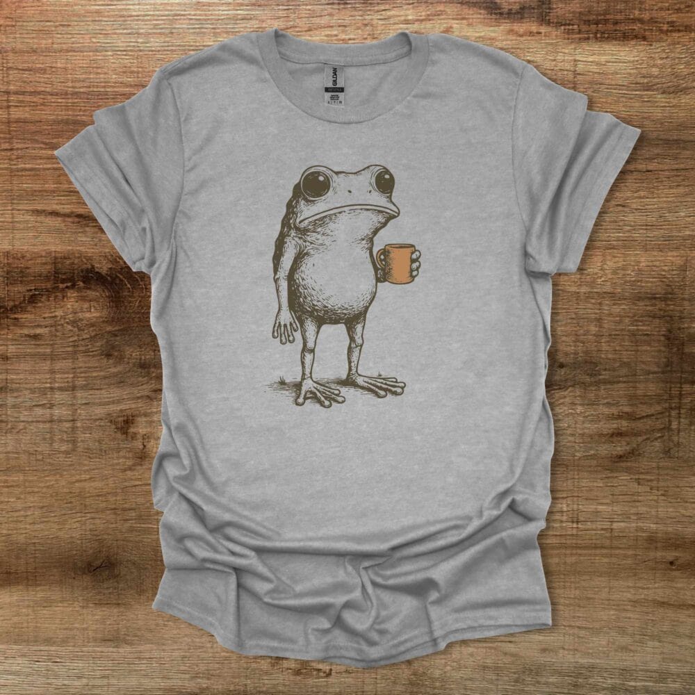 Cottage Core Boho Coffee Frog Sport Grey T Shirt Unisex