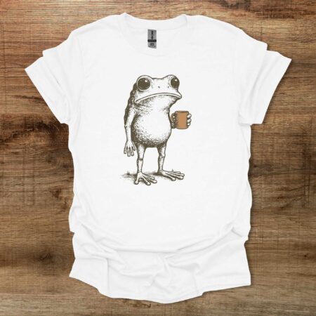 Cottage Core Boho Coffee Frog White T Shirt Unisex
