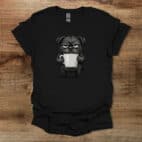 Furry Coffee Dog Black T Shirt Unisex