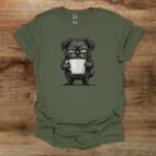 Furry Coffee Dog Military Green T Shirt Unisex