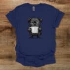 Furry Coffee Dog Navy T Shirt Unisex