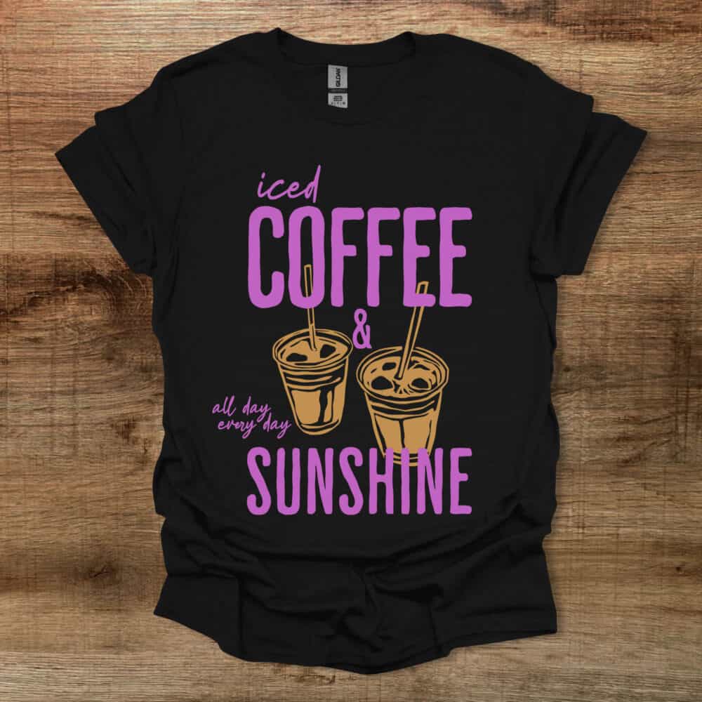 Iced Coffee And Sunshine Black T-Shirt Unisex Iced Coffee And Sunshine Black T Shirt Unisex