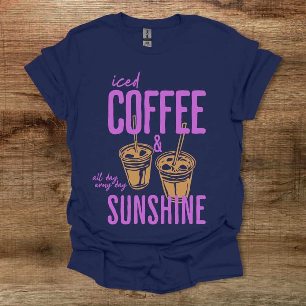 Iced Coffee And Sunshine Navy T-Shirt Unisex Iced Coffee And Sunshine Navy T Shirt Unisex