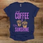 Iced Coffee And Sunshine Navy T Shirt Unisex