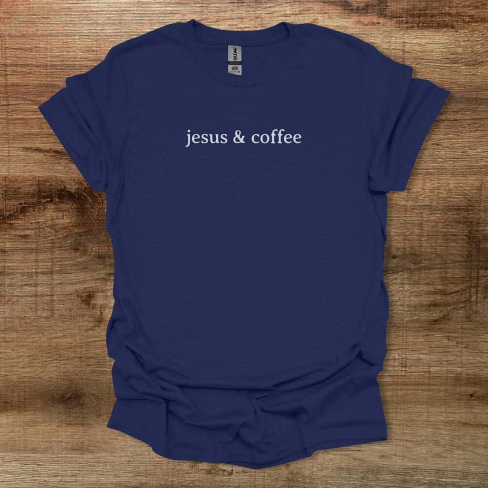 Jesus & Coffee Navy T-Shirt Unisex Jesus & Coffee Navy T Shirt Unisex