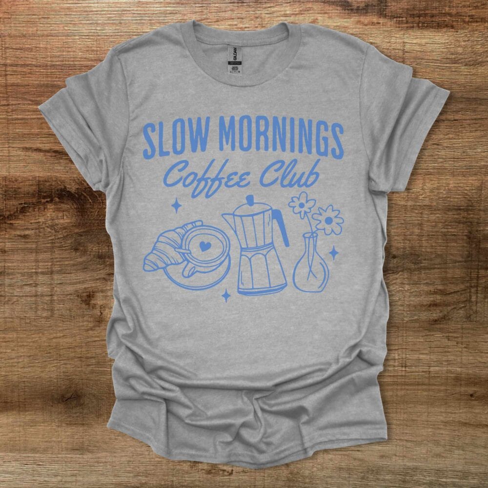 Slow Mornings Coffee Club Sport Grey T-Shirt Unisex Slow Mornings Coffee Club Sport Grey T Shirt Unisex
