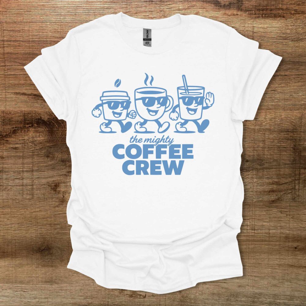 The Mighty Coffee Crew White T Shirt Unisex