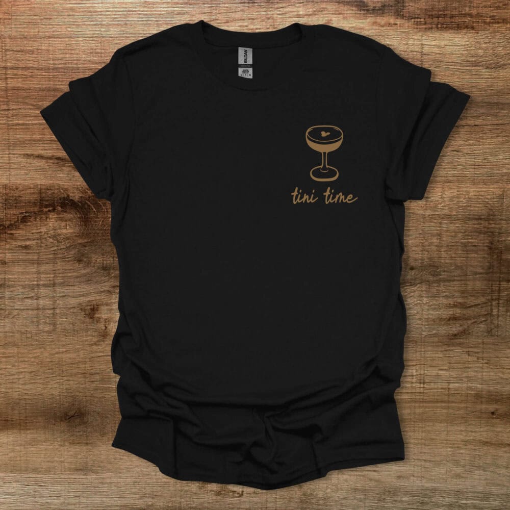 Tini Time Espresso Martini Charocal Black T Shirt Unisex