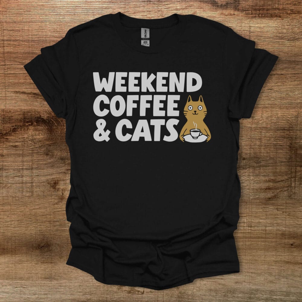 Weekend Coffee Cat Black T-Shirt Unisex Weekend Coffee Cat Black T Shirt Unisex