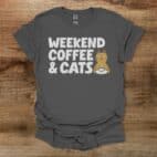 Weekend Coffee Cat Charocal T Shirt Unisex