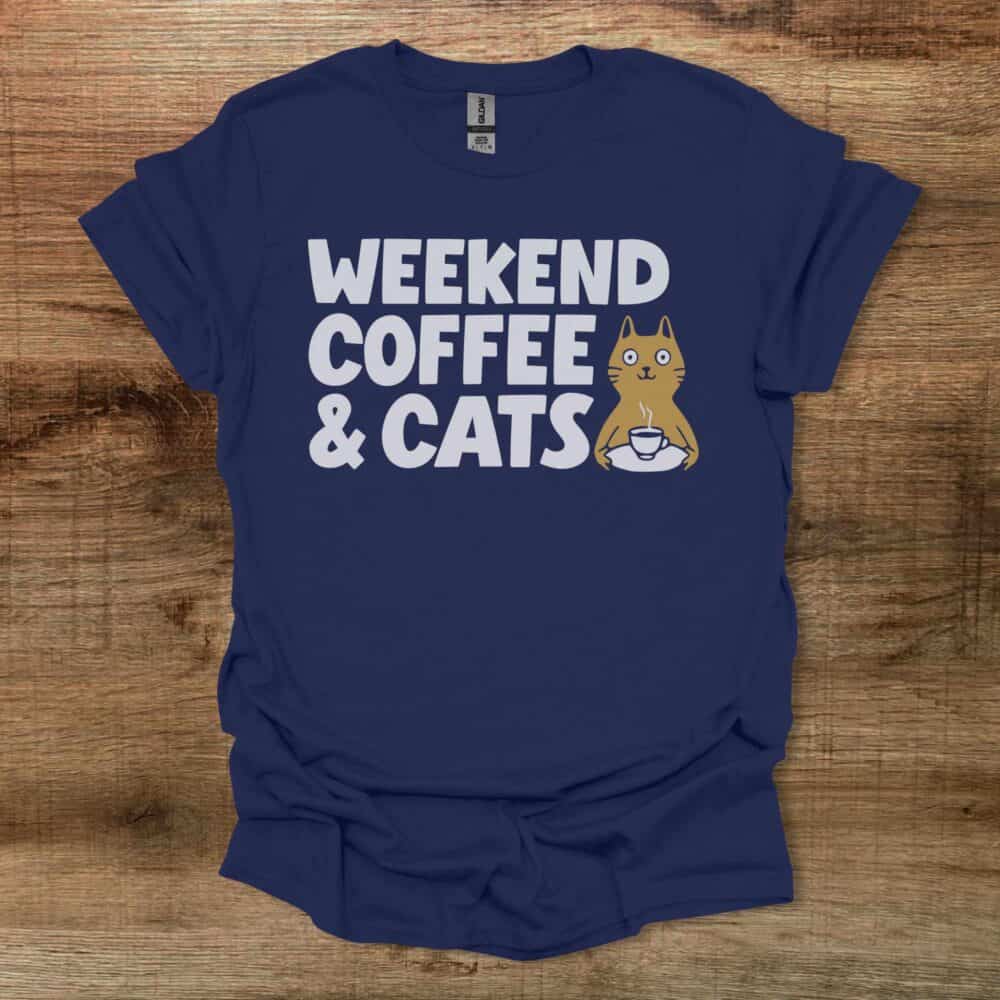 Weekend Coffee Cat Navy T-Shirt Unisex Weekend Coffee Cat Navy T Shirt Unisex