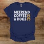 Weekend Coffee & Dogs Coffee & Dogs Navy T Shirt Unisex