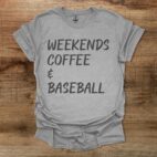 Weekends Coffee and Baseball Sport Grey T Shirt Unisex