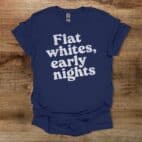 Flat Whites Early Nights Navy T Shirt Unisex