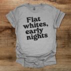Flat Whites Early Nights Sport Grey T Shirt Unisex