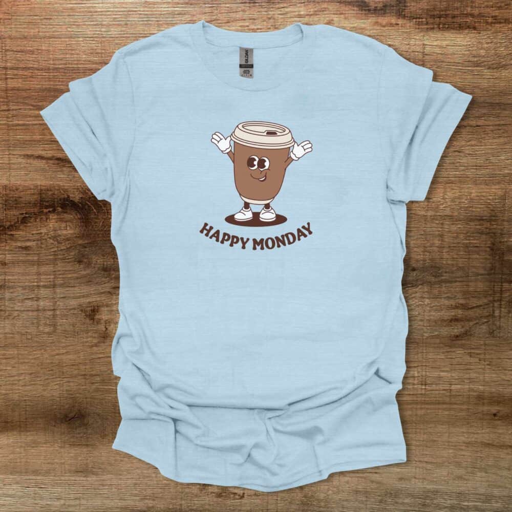 Happy Monday Coffee Mascot Light Blue Happy Monday Coffee Mascot Light Blue