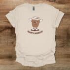 Happy Monday Coffee Mascot Natural T Shirt Unisex