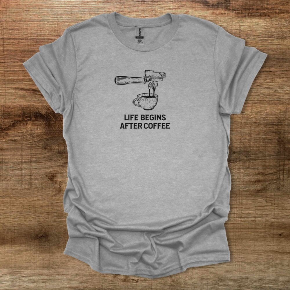 Life Begins After Coffee Sport Grey T-Shirt Unisex Life Begins After Coffee Sport Grey T Shirt Unisex