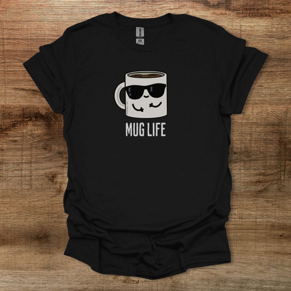 Mug Life Coffee Cup Mascot Black T Shirt Unisex