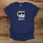 Mug Life Coffee Cup Mascot Navy T Shirt Unisex