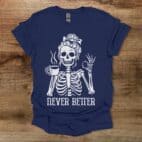 Never Better Halloween Navy T Shirt Unisex