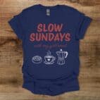 Slow Sundays With My Girlfriend Navy T Shirt Unisex