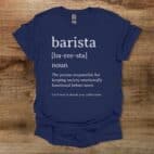 Barista Dictionary Definition Navy T Shirt Unisex