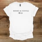 Books and Coffee Illustrated White T Shirt Unisex