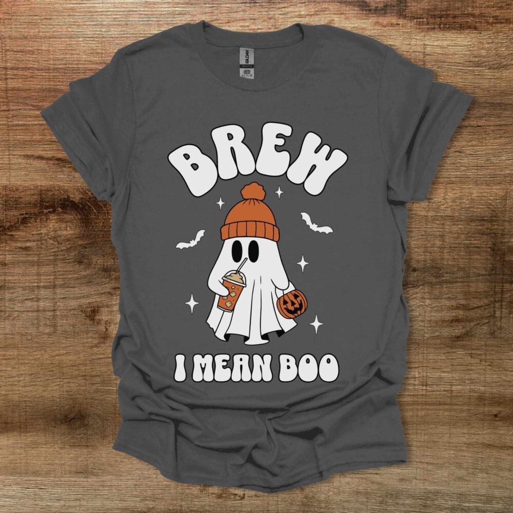 Brew I Mean Boo Halloween Coffee Charocal T-Shirt Unisex Brew I Mean Boo Halloween Coffee Charocal T Shirt Unisex