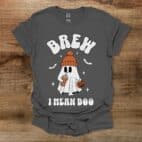 Brew I Mean Boo Halloween Coffee Charocal T Shirt Unisex